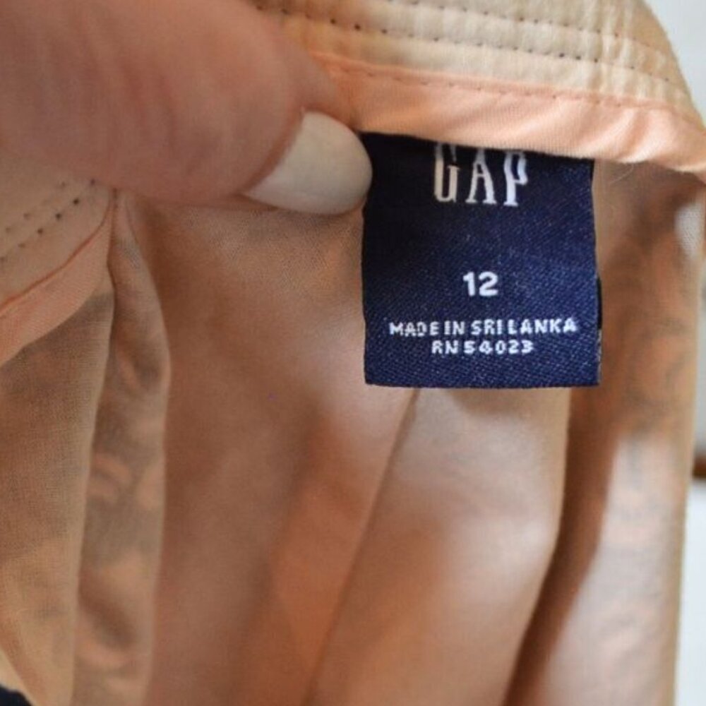 Gap Vintage Cotton Knee Length A Line Zip Side Dark Blue Pink Lined Skirt - Picture 4 of 7